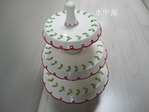 Foreign trade hand-painted ceramic cake stand cake holder (micro-defects do not affect the use of mind careful shooting)