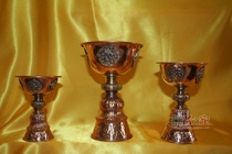 Tibetan pure copper light long light butter lamp Cup lamp holder supplies carved lamp holder large
