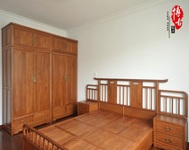 Bedroom complete set of furniture modern Chinese all solid wood wardrobe top box wardrobe 1 8 meters six feet double bed customized