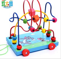 Animal children beaded beads 10-11 months baby Development Intelligence 0-1-2-3 years old wooden building block toys