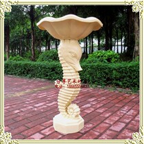 Sandstone sculpture sandstone round water spray hotel courtyard indoor and outdoor decoration roof basin seahorse water spray