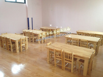 Childrens tables and chairs Kindergarten tables and chairs Fir six-person tables Rubber wood tables and chairs factory direct early learning tables and chairs