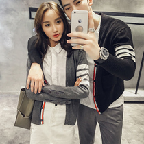 The new TB Li Yifeng with the same cardigan mens top Korean version of the couple casual solid color knitted v-neck short sweater