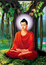 The beautiful relationship between the Buddha and the Bodhisattva portrait Pure Land Sakyamuni Buddha photo paper double-sided plastic seal