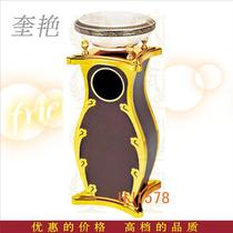 Titanium steel plate horizontal aquarium brown branch leather pattern seat trash can resort fishing village hotel ash bucket