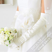 Simple Bride Wedding Satin Long Champagne Wedding Gloves Black Red Table Performance Banquet Dress Gloves