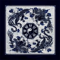 Guizhou Miao Handmade Batik Batik Tablecloth Batik Decorative Painting Dragon and Phoenix Bagua Picture 115x115cm