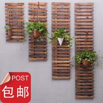 Solid wooden wall decoration wall wall hanging flower stand balcony wall mesh climbing vine flower frame outdoor carbonized anticorrosive wood fence