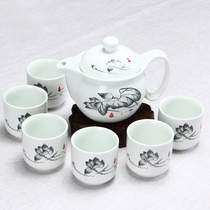 Kung Fu set of tea set ceramic large lifting beam drinking ware household hot water tea cup teapot set