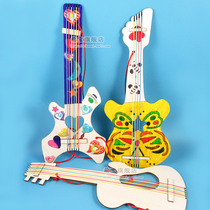 Hibao DIY white wooden wooden guitar ukulele childrens painting white coloring handmade instrument toy