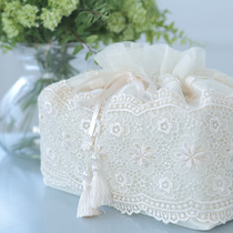  Korean beige romantic lace embroidered rectangular tissue box set Tissue paper storage set