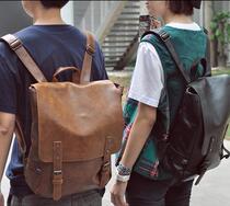 Japan Tide mens bag backpack leather backpack Korean version of retro cowhide computer schoolbag casual travel bag womens bag