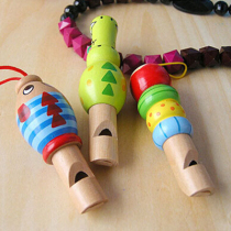 Wooden cute cartoon animal pirate small whistle can hang key chain wooden children play