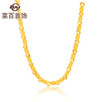 Cai hundred jewelry gold necklace simple and generous grid faceted fish foot gold necklace choker