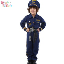 Halloween childrens show costumes Cosplay masquerade boys Public Security Police Sergeant officer performance suit