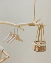 Childrens clothing store photo props decoration ins Net red with willow basket childrens pastoral picnic small bamboo basket