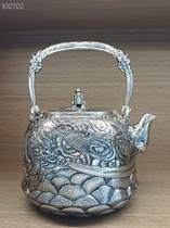 Handmade a Weilong Xianrui kettle sterling silver household high-grade silver pot dragon pattern