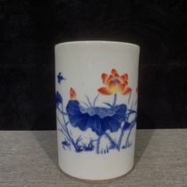 Eight years of the Republic of China lotus leaf lotus pen holder Jiangxi Porcelain company Bao Lao Bao real antique miscellaneous