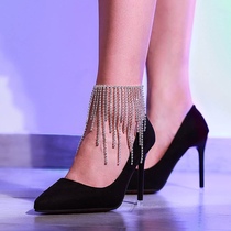 European and American fashion accessories sexy rhinestone tassel beach anklet flash diamond foot decoration high heels Joker accessories tide