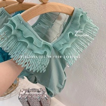 Spot childrens swimsuit girl princess yarn skirt Korea hot spring quick-dry baby holiday swimsuit 150 160 Plus Size