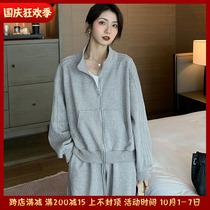 European Station Spring and Autumn 2021 new womens fashion age-reducing foreign-style clothes two-piece gray leisure sports set