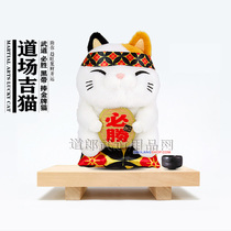 Karate Kickboxing Martial arts jewelry Toys gifts Plush lucky cat 3 martial arts black belt winning mascot