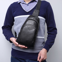 2021 new mens breast bag leather tide shoulder bag small bag cowhide Korean leisure sports versatile large capacity backpack
