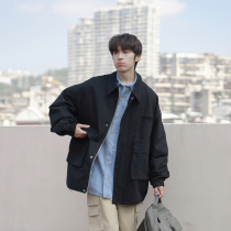 E Hezi high quality mens jacket design sense niche workwear large pocket lapel jacket vintage clothes tide