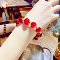  Natural crystal orange-red garnet bracelet Collectible single circle multi-circle bracelet female jewelry Fanta stone vitreous