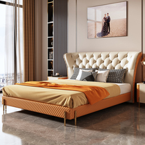 Light luxury bed Master bedroom high-end king bed 1 8-meter double bed wedding bed Modern luxury American leather bed storage new