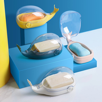Cartoon whale soap box household double-layer drain soap box with lid bathroom creative shelf