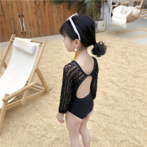 Girls Super Ocean Lace Swimsuit 2020 Summer New Thin Girl One-piece Anti-Sim Swimsuit Womens Baby Top