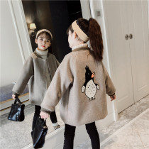 Girls big coat 2022 Winter new clip cotton thickened warm ocean girl girl trendy jacket in the middle of the winter