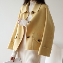 High-end double-sided cashmere coat women this years new double-sided short woolen top cocoon woolen coat