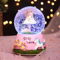 Creative children Girl birthday gift Snowflake Princess crystal ball rotating music box toy music box to send girl