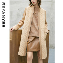 Yanyu retro long cotton-padded women 2021 New Winter Lady temperament thin commuter lace cotton coat
