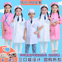 Childrens little doctor nurse white coat kindergarten boys and girls childrens wear scientist laboratory profession performance costume