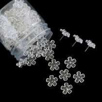 Flower pushpins 100 boxed plastic transparent plum blossom pushpins photo wall cork board decorative tacks studs