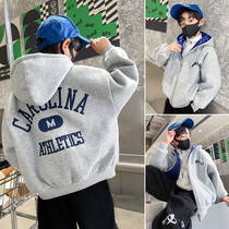 Boys winter clothes thick cotton winter coat 2021 new children Foreign style big boy boy winter boom tide