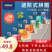 Elk mideer Mi Lu Pintu advanced puzzle cards 4 6-year-old four-in-one childrens puzzle girls 100 pieces