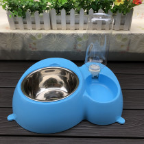 Dog bowl Stainless steel double bowl Cat bowl Dog bowl Cat automatic drinking water dispenser feeding pet rice bowl Dog plate food bowl Teddy
