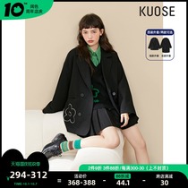 Wide-color short spring and autumn black suit woolen jacket women 2021 new winter little woolen coat pre-sale