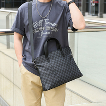 2020 new simple Business Mens Laptop Briefcase Joker Plaid Puppi shoulder shoulder bag mens bag