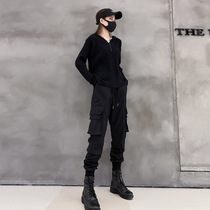 FREEMEIGE black overalls womens spring and autumn 2021 New slim waist toe casual pants pants