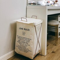 Sleep off clothes storage waterproof cotton linen laundry basket clothes storage basket Japanese style simple iron bracket