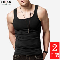 Square collar vest mens Xinjiang pure cotton cross-bar fitness sports tide card tight without marks and thin summer wear bottom sweatshirt