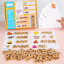Cross - border 26 - letter matching card childrens early teaching words spelling alphabet matching game building blocks Mons toy