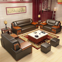 Office sofa business reception room for guests large three modern Chinese boss office sofa leather