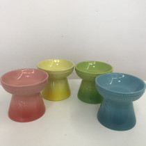 LeCreuset cool color pet bowl Cat and dog universal high foot ceramic grain bowl Water bowl protection cervical spine small dog and cat