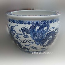 Hand-painted blue and white dragon pattern large cylinder diameter 1-2 meters or more porcelain large cylinder fierce dragon pattern porcelain large cylinder